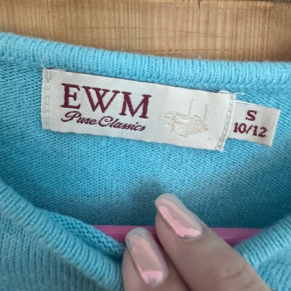 Vintage EWM Pure Classics Crew Neck Blue Small Clueless Academia Old Money - Picture 3 of 9